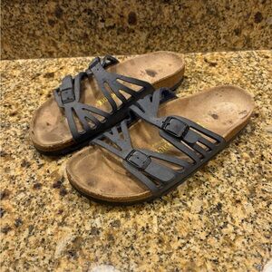 Birkenstock Granada Birkoflor Grayish Blue Sandals 37 US 6 Narrow Smoke